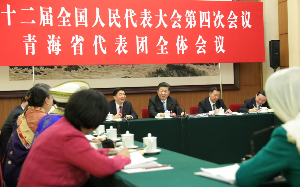 2016年3月10日，习近平参加十二届全国人大四次会议青海代表团的审议。